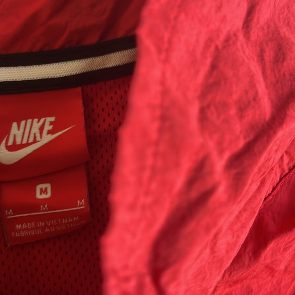 Nike Air Sportswear Varsity Men M Red‎ Woven Jacket Packable Mesh Lined Full Zip